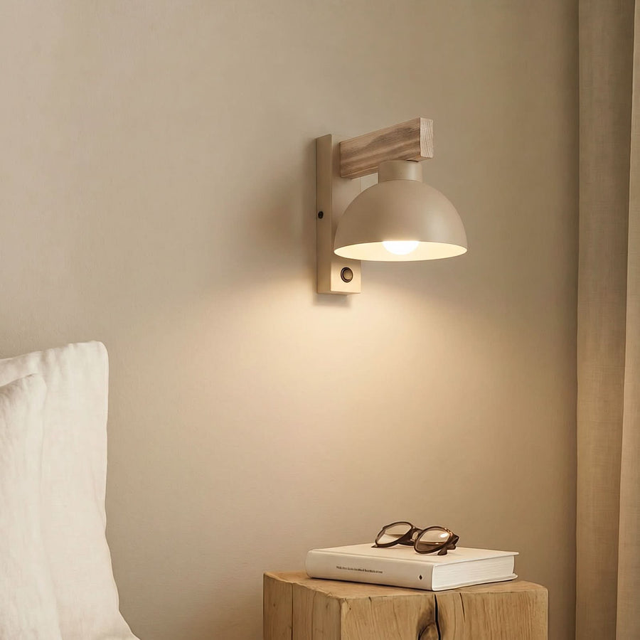 Applique murale Oslo en bois, sable, hauteur 20 cm