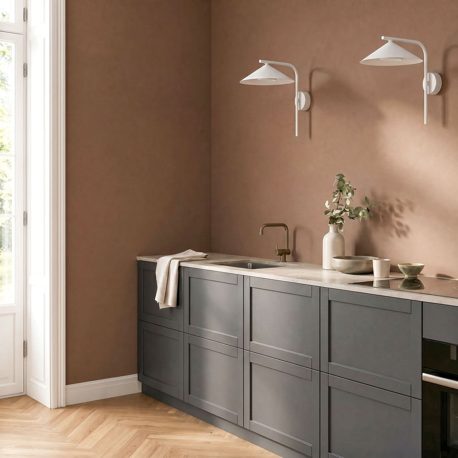 Applique murale Lume S en métal, gris et beige, hauteur 30,5 cm