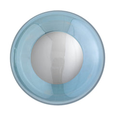 Applique murale Horizon Surface en verre, bleu et argenté brillant, Ø 21 cm