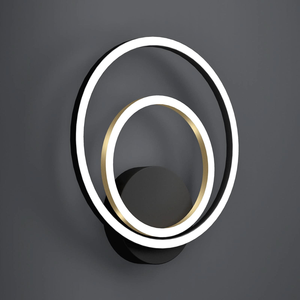 Applique murale LED Lanacera en acier, noir et doré, hauteur 32,5 cm