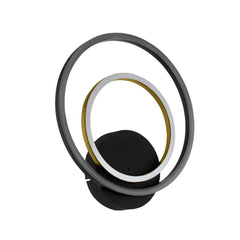 Applique murale LED Lanacera en acier, noir et doré, hauteur 32,5 cm