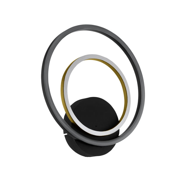 Applique murale LED Lanacera en acier, noir et doré, hauteur 32,5 cm