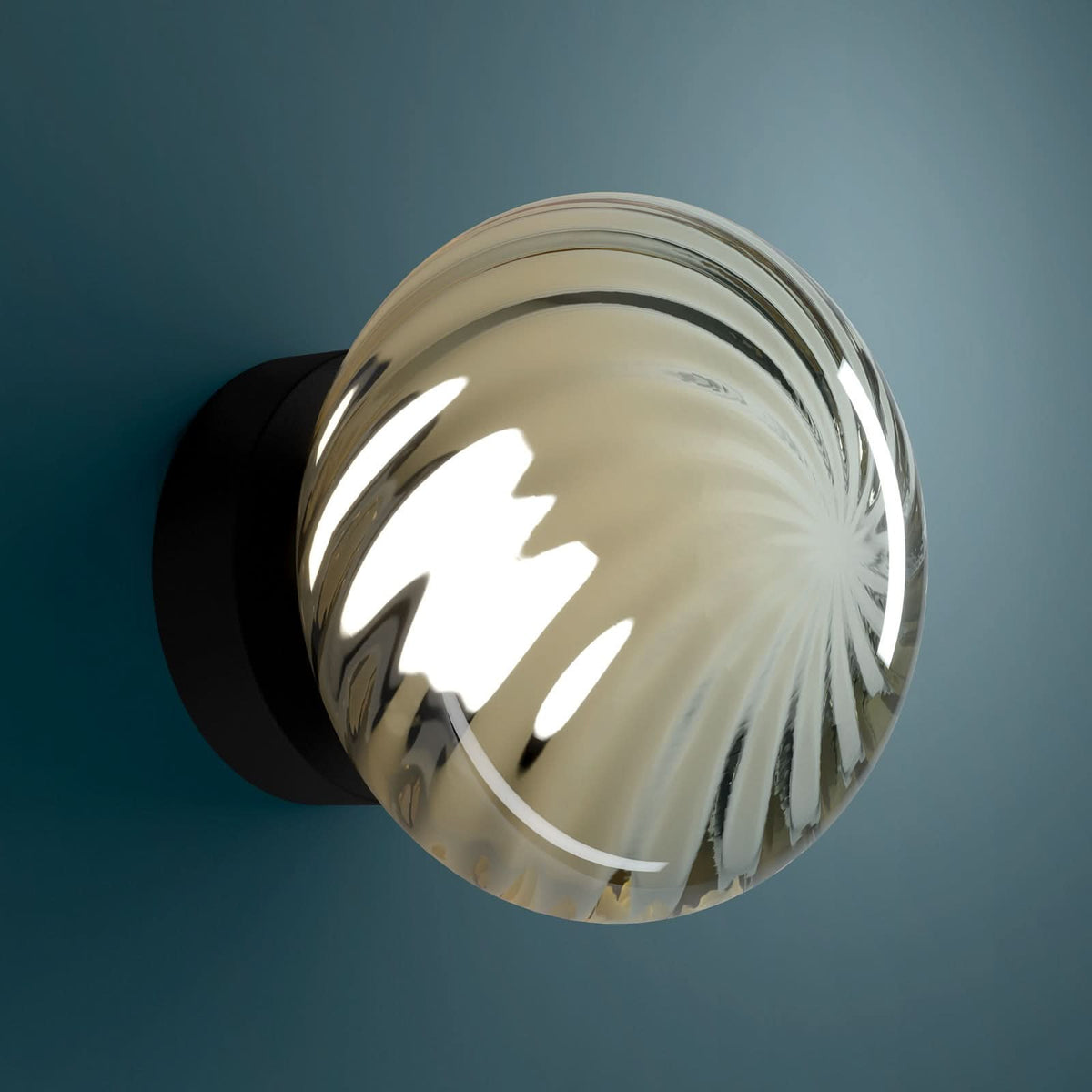 Applique murale LED Pantoja en verre, ambre et noir, Ø 18 cm