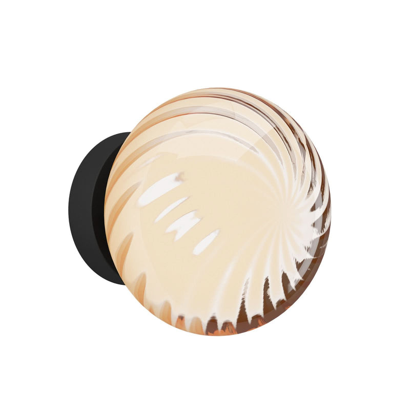 Applique murale LED Pantoja en verre, ambre et noir, Ø 18 cm