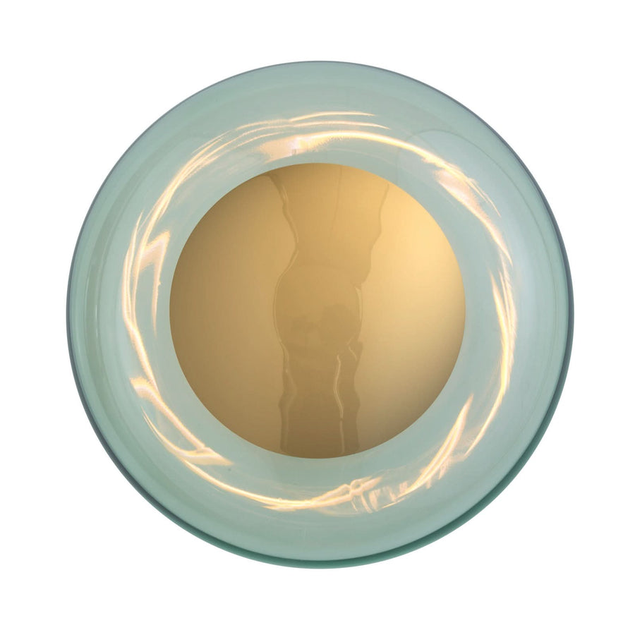 Applique murale Horizon Surface en verre, vert et doré brillant, Ø 29 cm