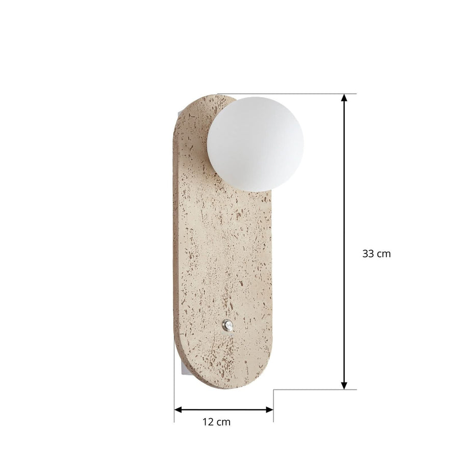 Applique murale Lumille en verre, beige structuré et blanc, hauteur 33 cm