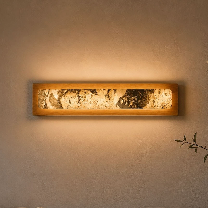 Applique murale LED Chile L en bois, chêne, hauteur 5 cm