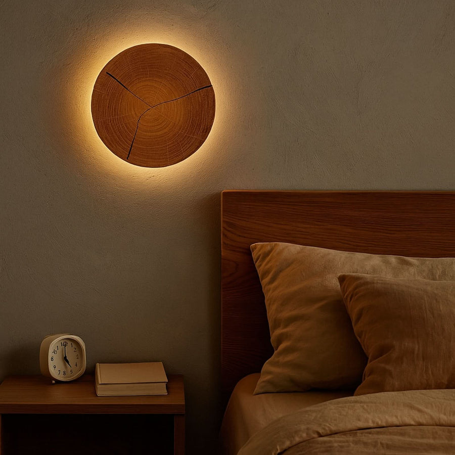Applique murale LED Havana S en bois, noir mat, Ø 19 cm, IP44, 12 W