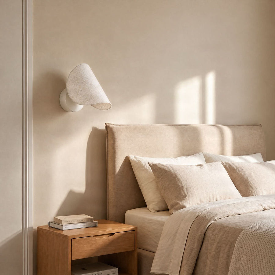 Applique murale LED Tamani en verre, beige et blanc, hauteur 27 cm