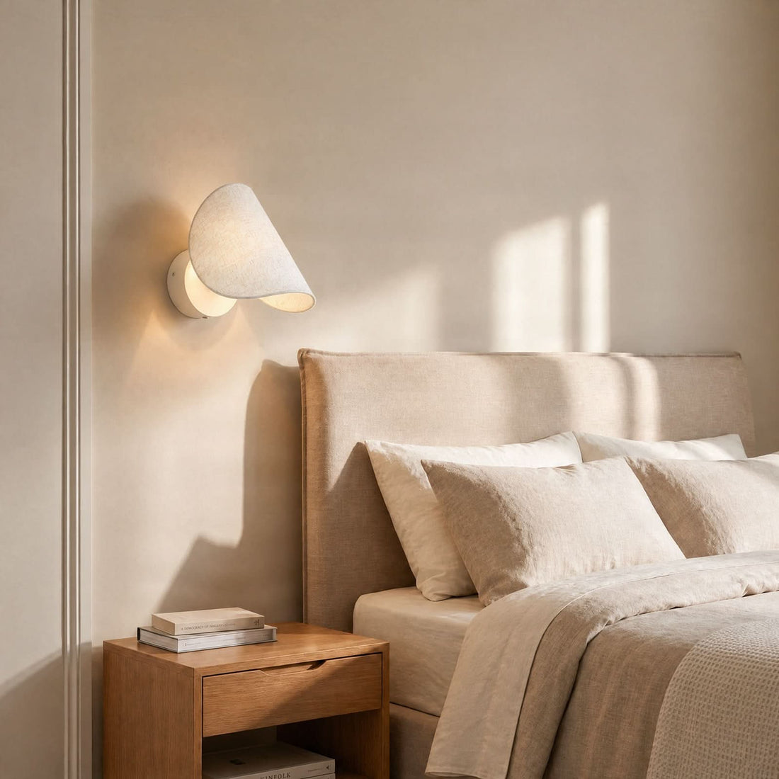 Applique murale LED Tamani en verre, beige et blanc, hauteur 27 cm