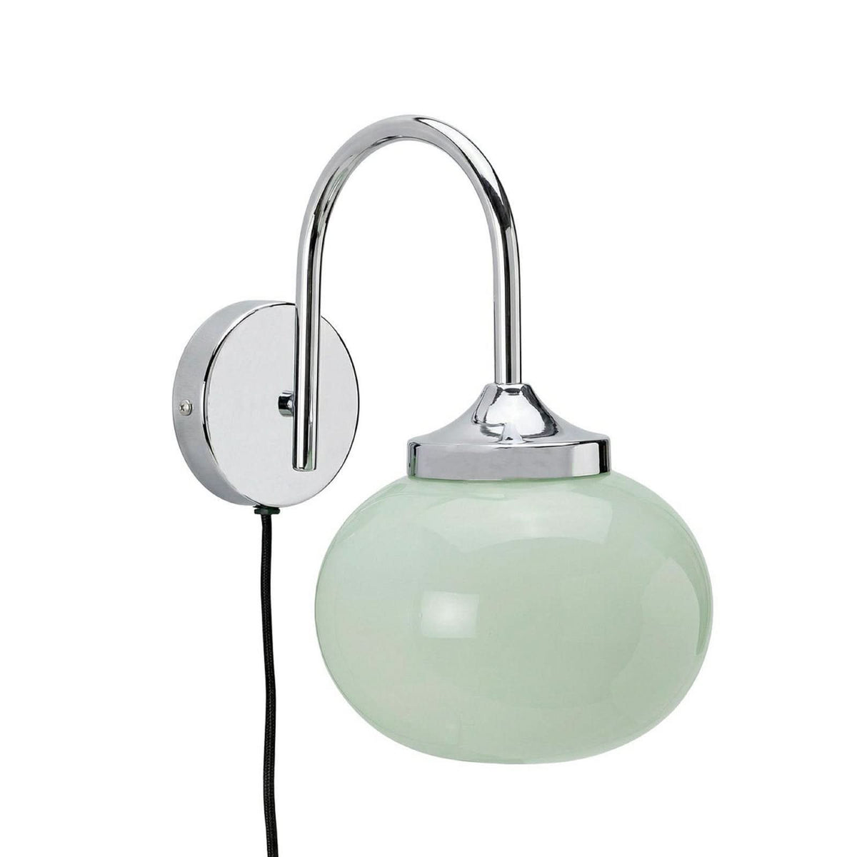 Applique murale Elsy en verre, vert et chromé, Ø 26 cm