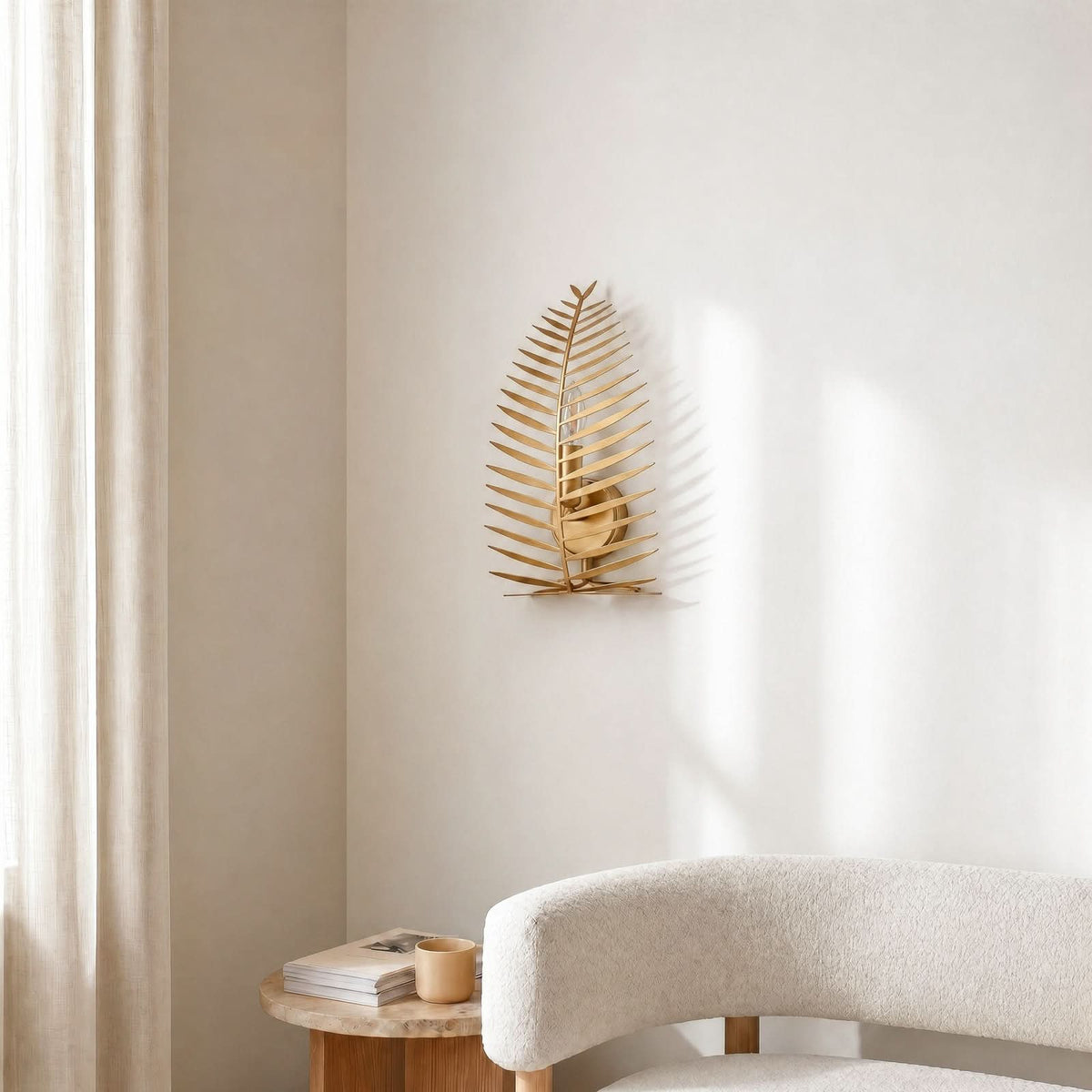 Applique murale Leaf en métal, doré, hauteur 30 cm