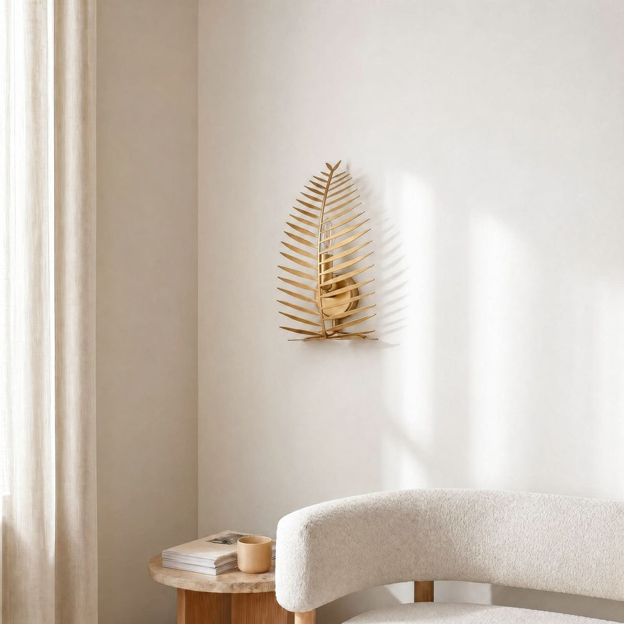 Applique murale Leaf en métal, doré, hauteur 30 cm