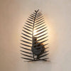 Applique murale Leaf en métal, noir, hauteur 30 cm