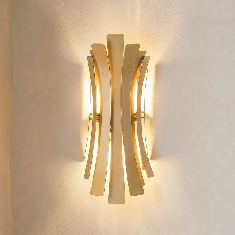 Applique murale Lınea en métal, doré, 2 lumières, hauteur 48 cm