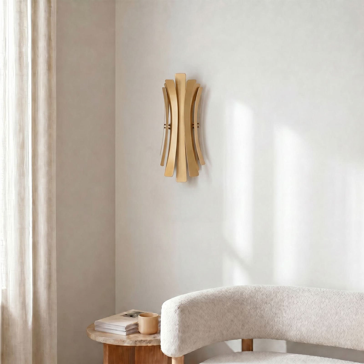 Applique murale Lınea en métal, doré, 2 lumières, hauteur 48 cm