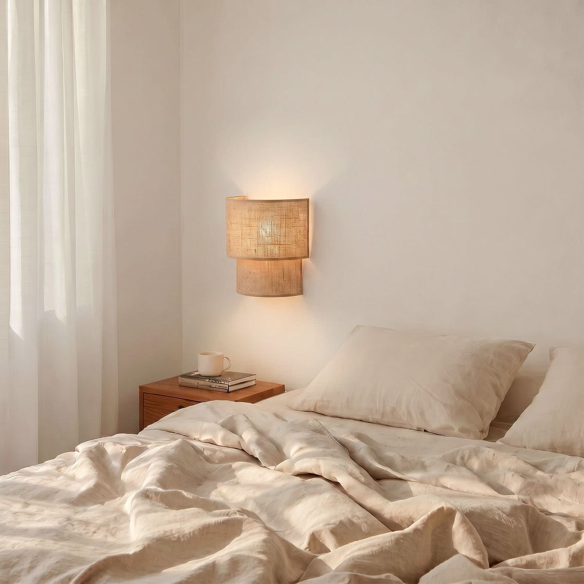 Applique murale Boho en tissu, marron, hauteur 21,5 cm
