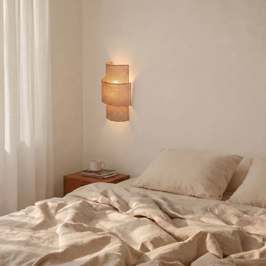 Applique murale Nature en tissu, marron, 2 lumières, hauteur 40,5 cm