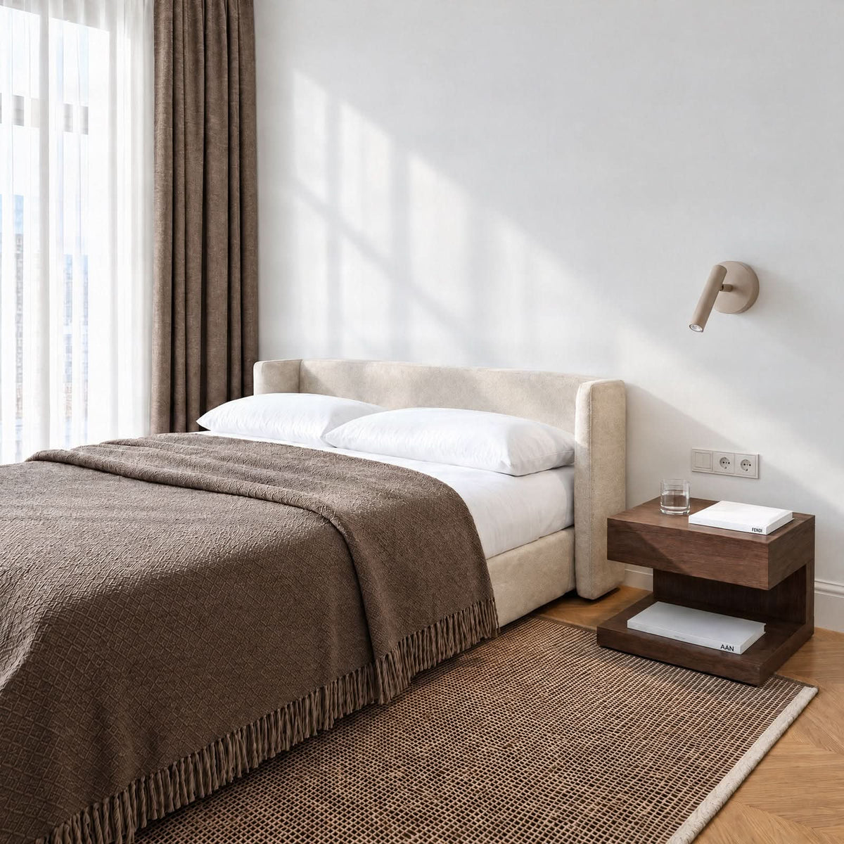 Applique murale Sopel en acier, beige, hauteur 15 cm