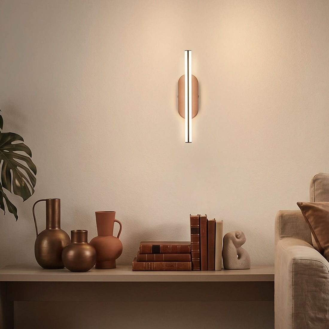 Applique murale LED Ruth en métal, bronze et blanc, hauteur 30 cm