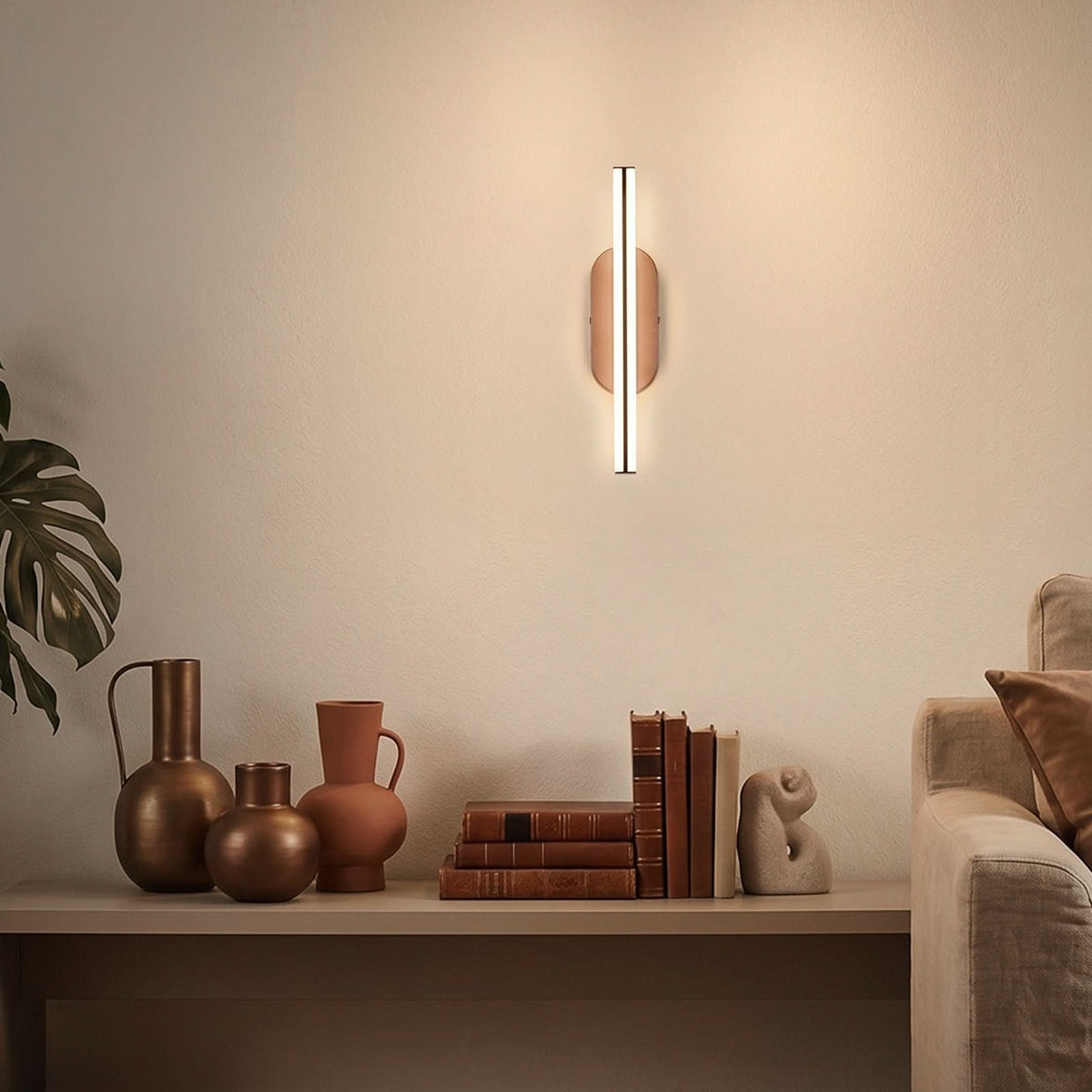 Applique murale LED Ruth en métal, bronze et blanc, hauteur 30 cm