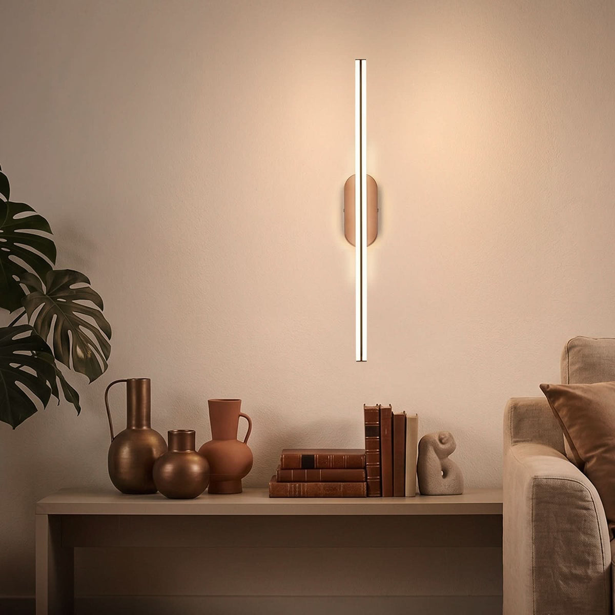 Applique murale LED Ruth en métal, bronze et blanc, hauteur 60 cm