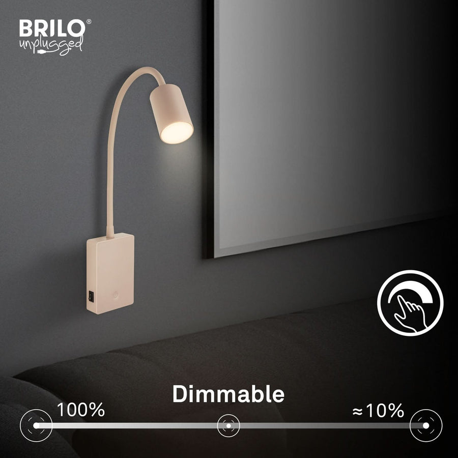 Applique murale LED rechargeable Brilo, beige, hauteur 51 cm