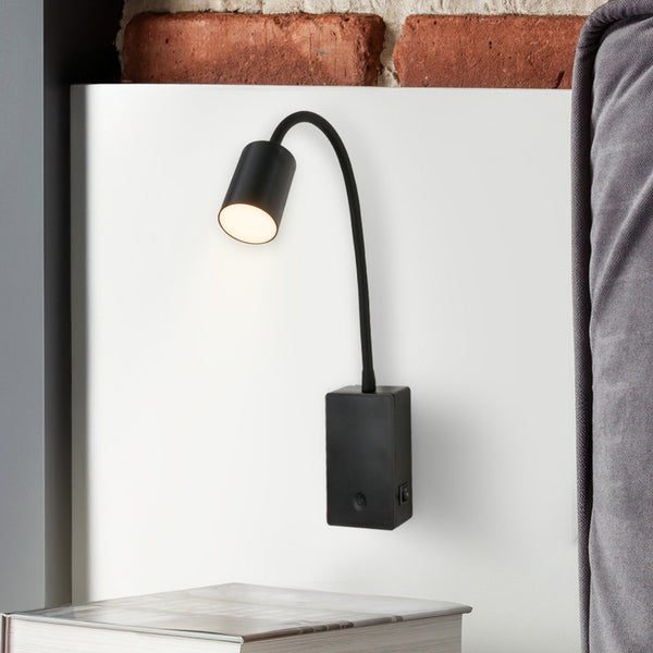 Applique murale LED rechargeable Brilo, noir, hauteur 51 cm