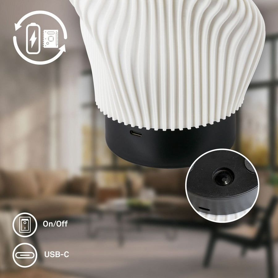 Lampe à poser d'extérieur LED rechargeable Brilo, noir mat et blanc, Ø 14 cm, IP44