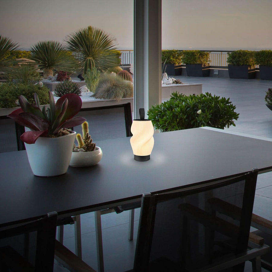 Lampe à poser d'extérieur LED rechargeable Brilo, noir mat et blanc, Ø 14 cm, IP44