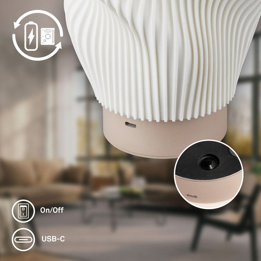 Lampe à poser d'extérieur LED Brilo, beige et blanc, Ø 18 cm, IP44