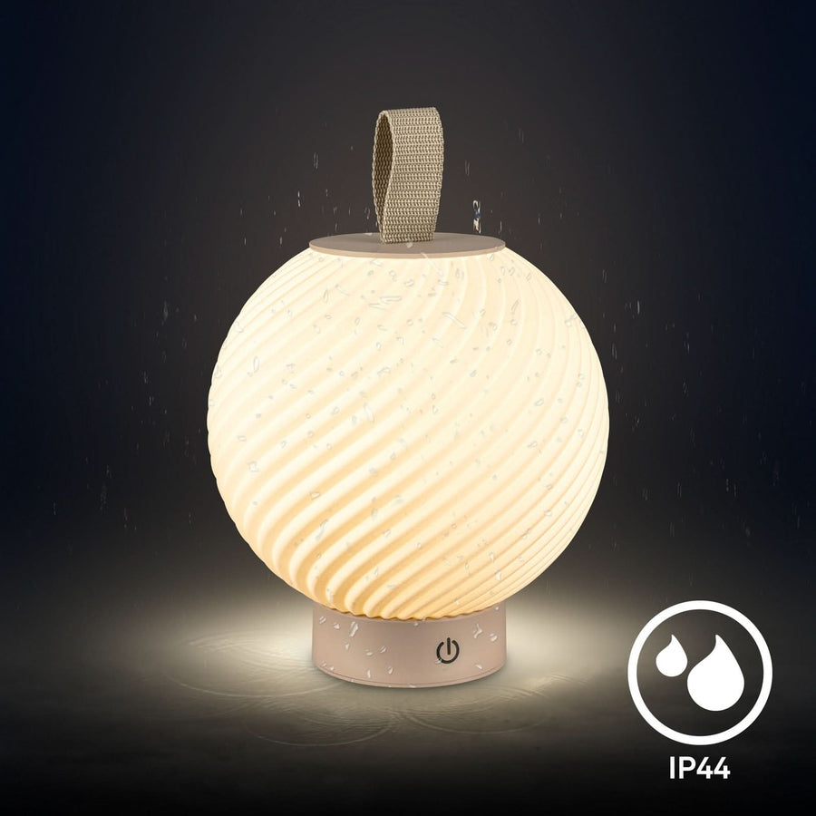 Lampe à poser d'extérieur LED Brilo, beige et blanc, Ø 18 cm, IP44