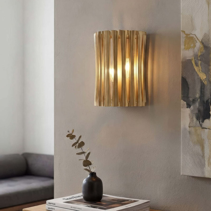 Applique murale Split en métal, doré, 2 lumières, hauteur 25 cm, IP44