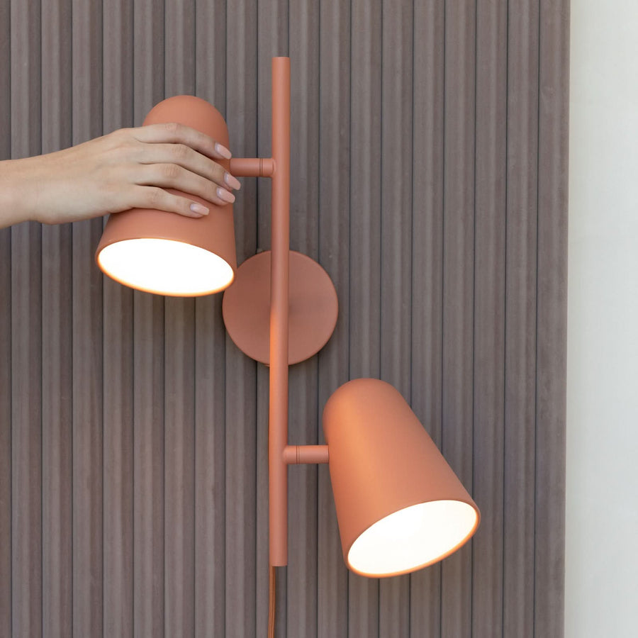 Applique murale Salamanca en métal, terracotta, 2 lumières, hauteur 43 cm