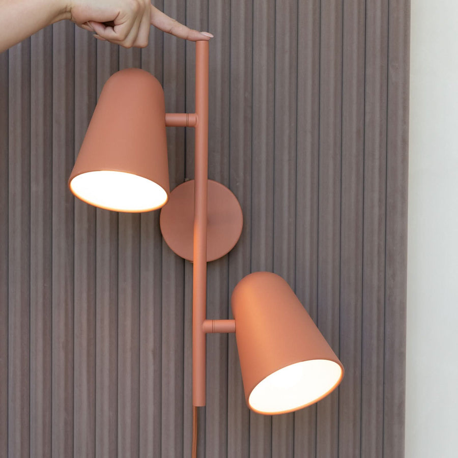 Applique murale Salamanca en métal, terracotta, 2 lumières, hauteur 43 cm