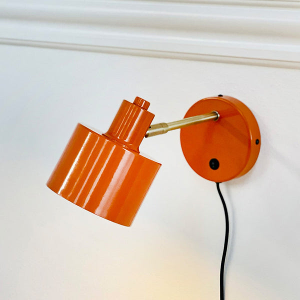 Applique murale Ocean en métal, orange et laiton, hauteur 10,5 cm