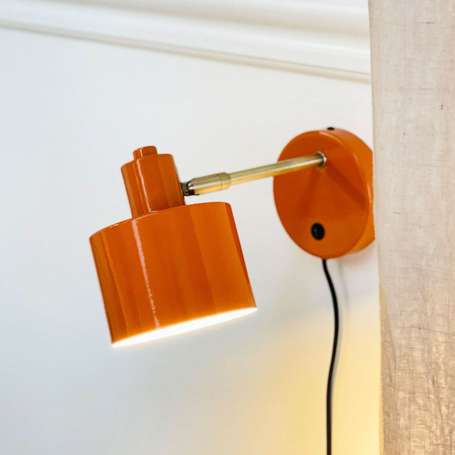 Applique murale Ocean en métal, orange et laiton, hauteur 10,5 cm