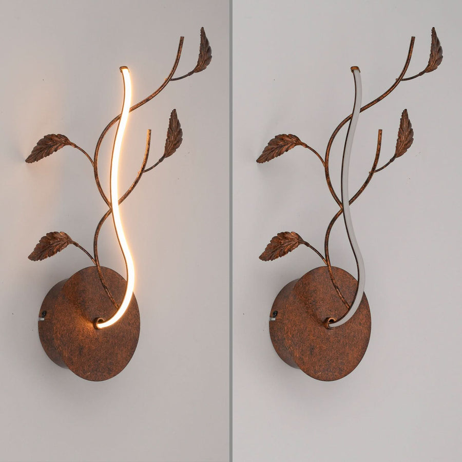 Applique murale LED Aurelia en métal, rouille, hauteur 44 cm
