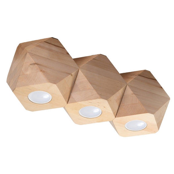 Deckenleuchte WOODY 3 aus Naturholz