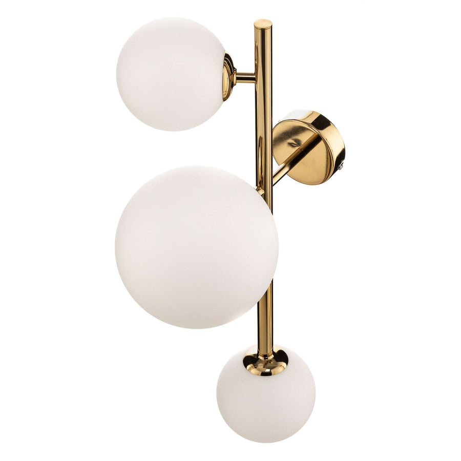 Applique murale Dione en verre, doré et blanc, 3 lumières, hauteur 66 cm