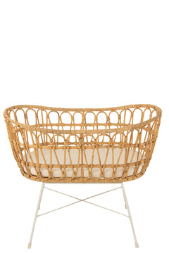 Babywiege Rattan Weißes Metall | Sala