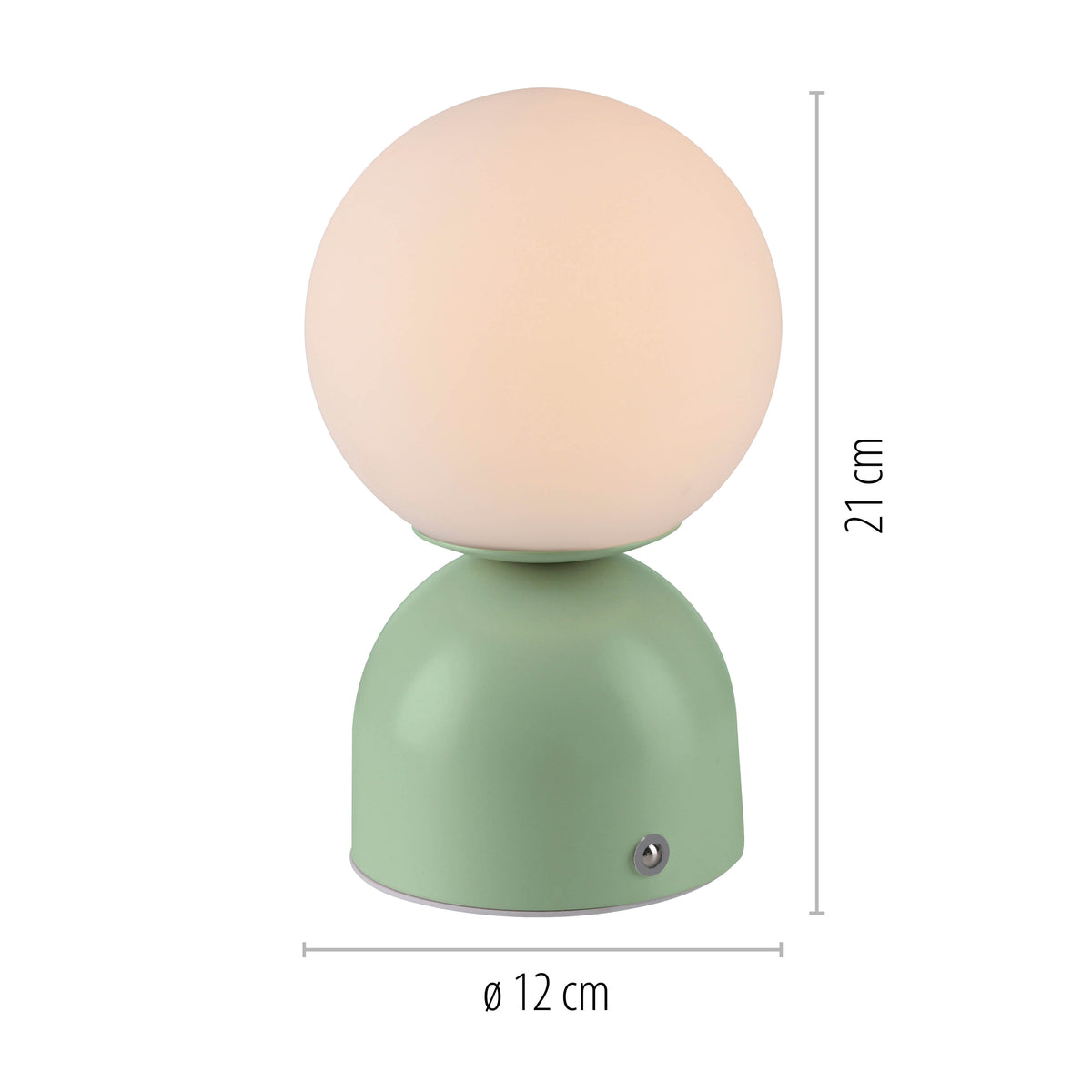 Schéma de dimensions indiquant une hauteur de 21 cm et un diamètre de 12 cm.