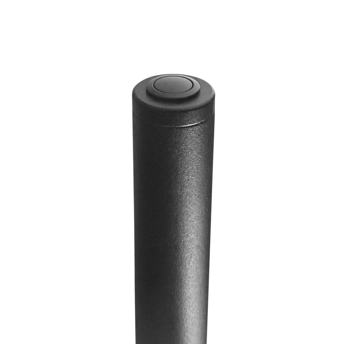 Détail du sommet de la tige noire avec un bouton poussoir intégré