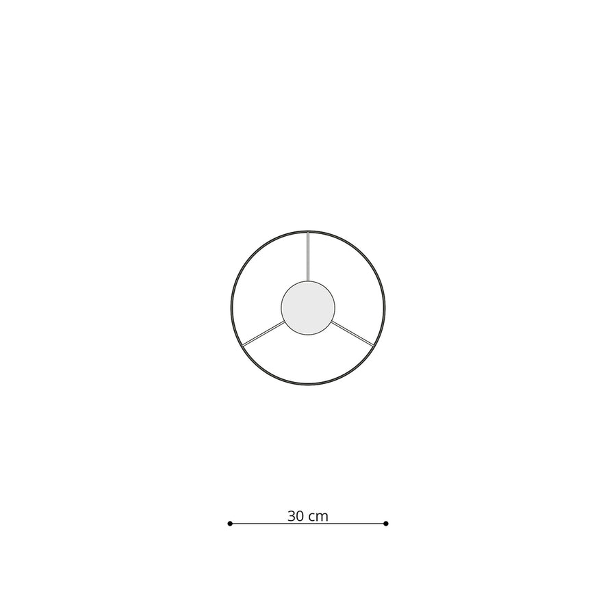 Schéma technique vu de dessous indiquant un diamètre de 30 cm pour l'abat-jour.