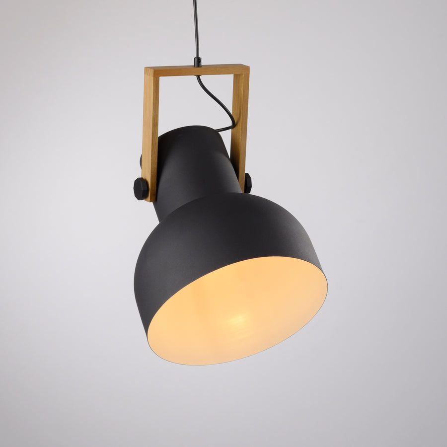 Suspension Cup 2.0 noire et bois, L 30 cm
