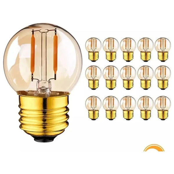15 Vintage LED-Lampen Rund E27 Warmweiß