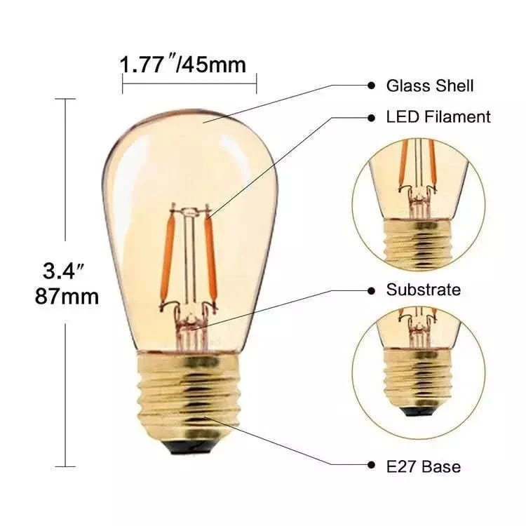 15 Grosses Ampoules LED Filament Dimmable Blanc Chaud - Designix Ampoules LED Blanc Chaud