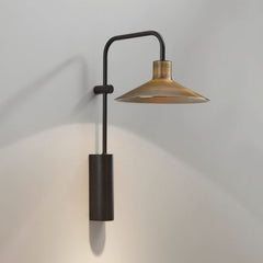 Applique murale Platet A02 E14 en laiton, noir, hauteur 40 cm