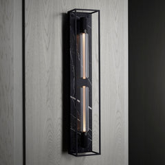 Applique murale Caged Wall X-large en marbre, noir, 2 lumières, hauteur 92 cm