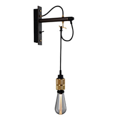 Applique murale Hooked Wall en acier, graphite et laiton, 40 W
